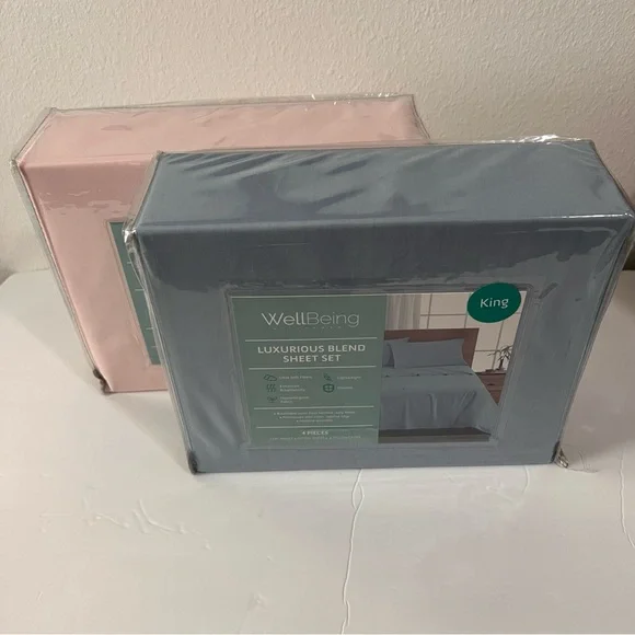 4 Pieces Sheet Set, King Size Flat Sheet, Fitted Sheet, 2 Pillow Cases, New - Picture 4 of 4